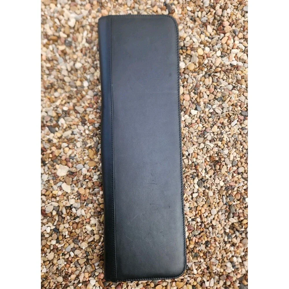 Jos A Bank Tie Travel Case Black Leather Genuine Leather Zippered